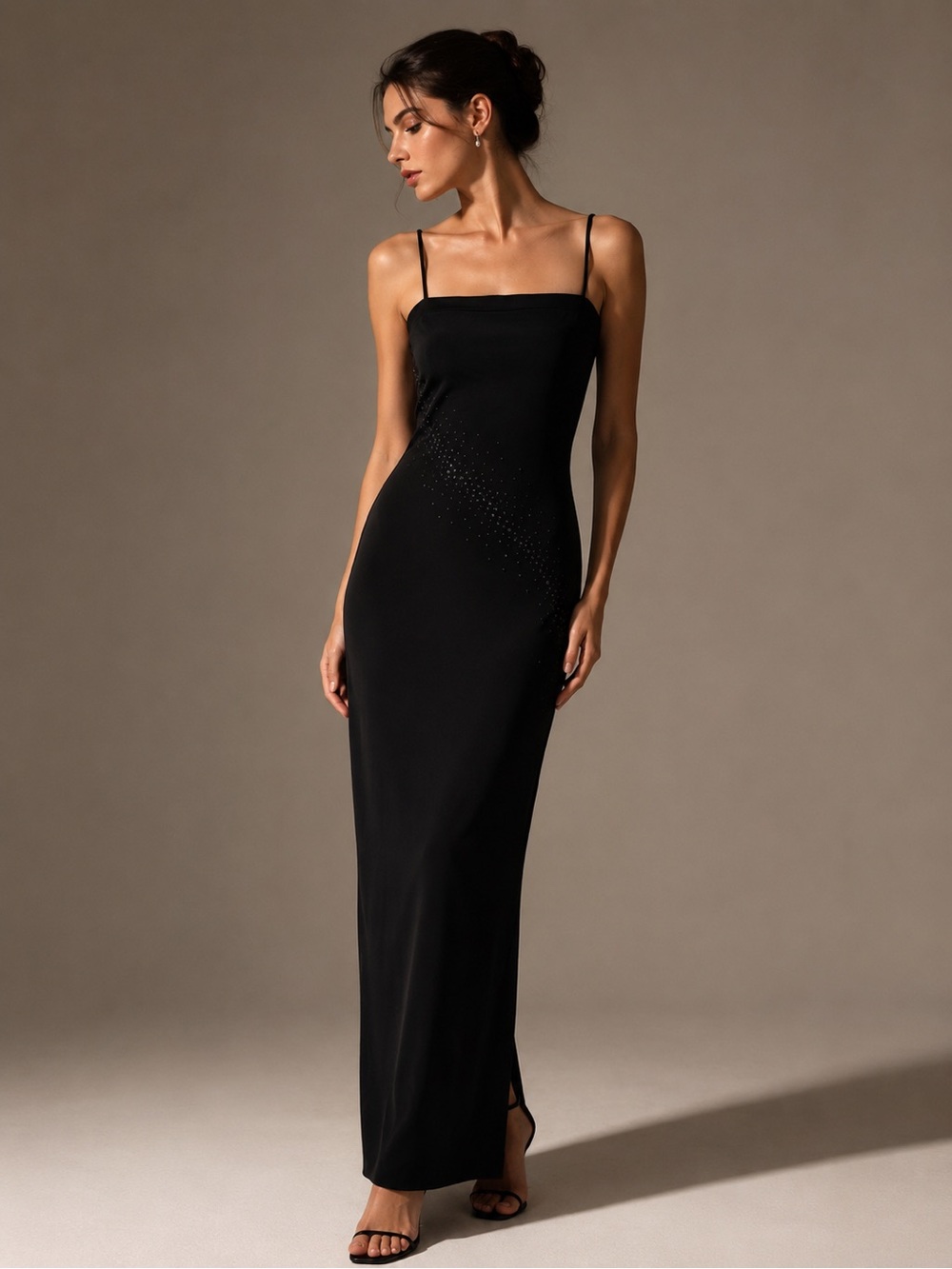 Vintage Perseption Black Embellished Maxi Dress S